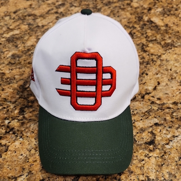White and Green Cap with Red Logo - Picture 1 of 5